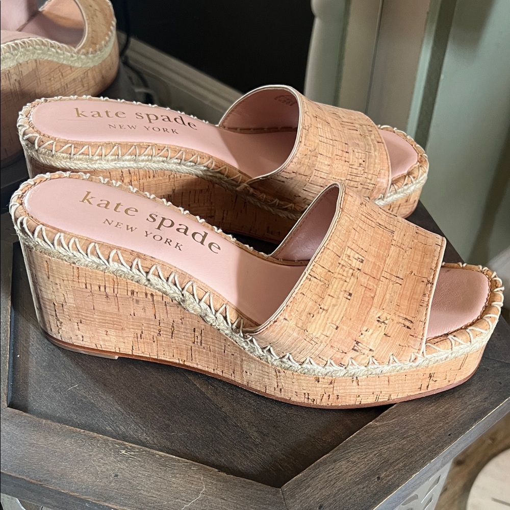 Kate Spade, 9.5, Cork Platform Slides, EUC